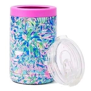Lilly Pulitzer Insulated Can Cooler Tumbler in Cabana Cocktail Blue Ibiza | NWT